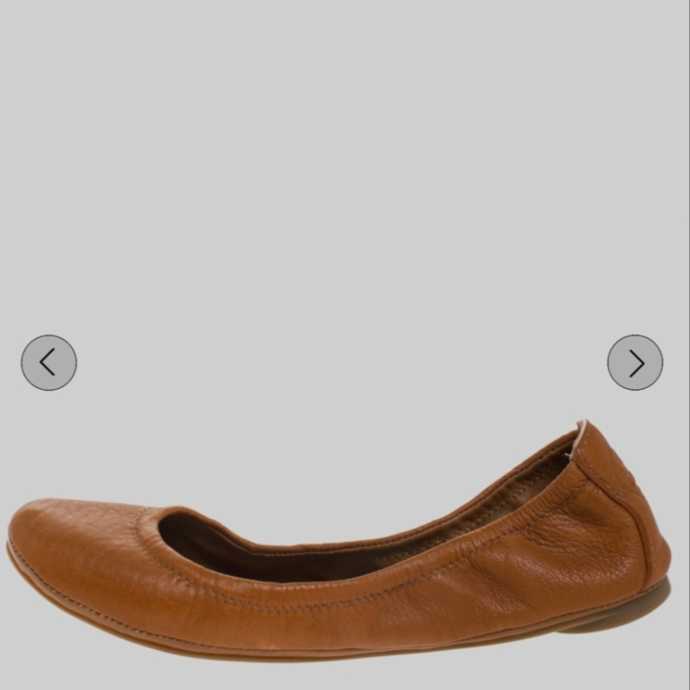 Tory Burch Eddie‎ Brown Leather Ballet Flats 7.5